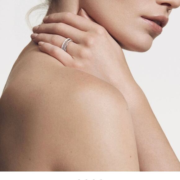 David Yurman Sterling Diamond Crossover Set Ring Size 6 - Picture 7 of 10